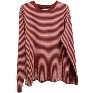 Denim & Flowers Ricky Singh Mens Knit Top Large Red Striped Long Sleeves